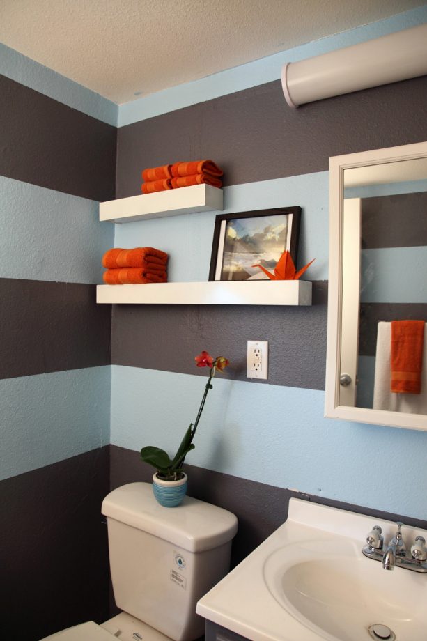 stripes of sky and shadow can help any designers create a unique-looking bathroom