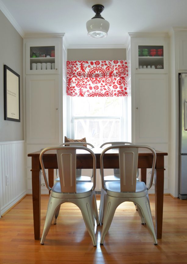 after remodel kitchen and dining area with roman shade