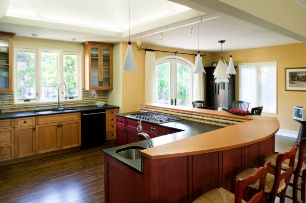 after remodel, opening kitchen living and dining room