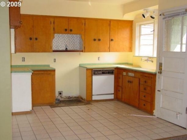 before the remodel, the raised ranch kitchen was actually in a very bad shape