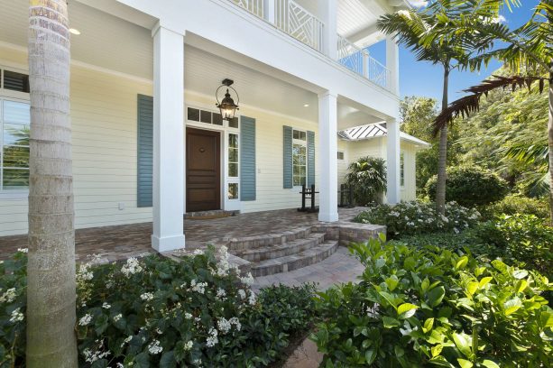 long and thin gray shutters for a tropical porch