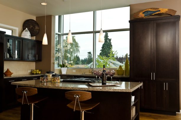 raised ranch kitchen remodel with large glass window