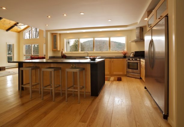 raised ranch kitchen remodel with long window