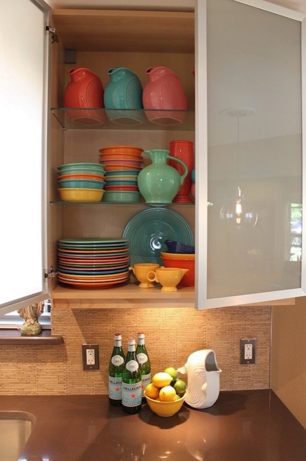 raised ranch kitchen with vintage ceramics collection