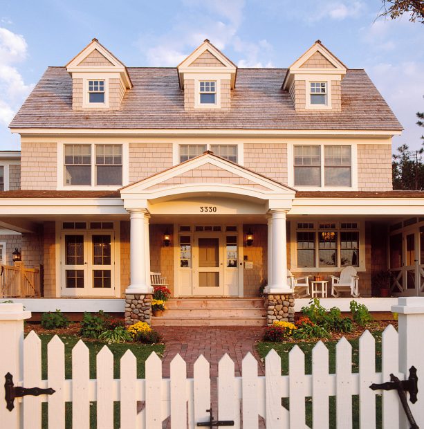 double glass panels in a colonial front door with white trim