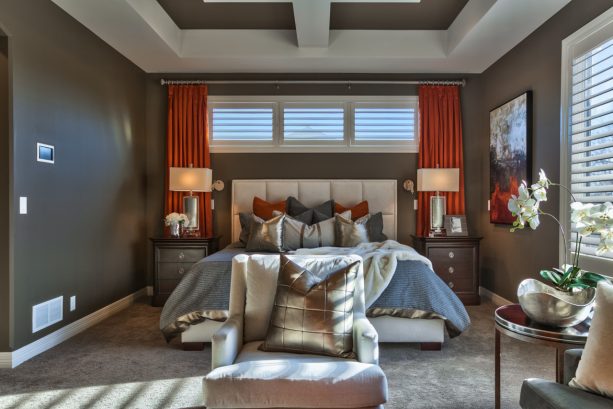 sherwin williams’ griffin brown walls love the accompaniment of a grey floor and furniture