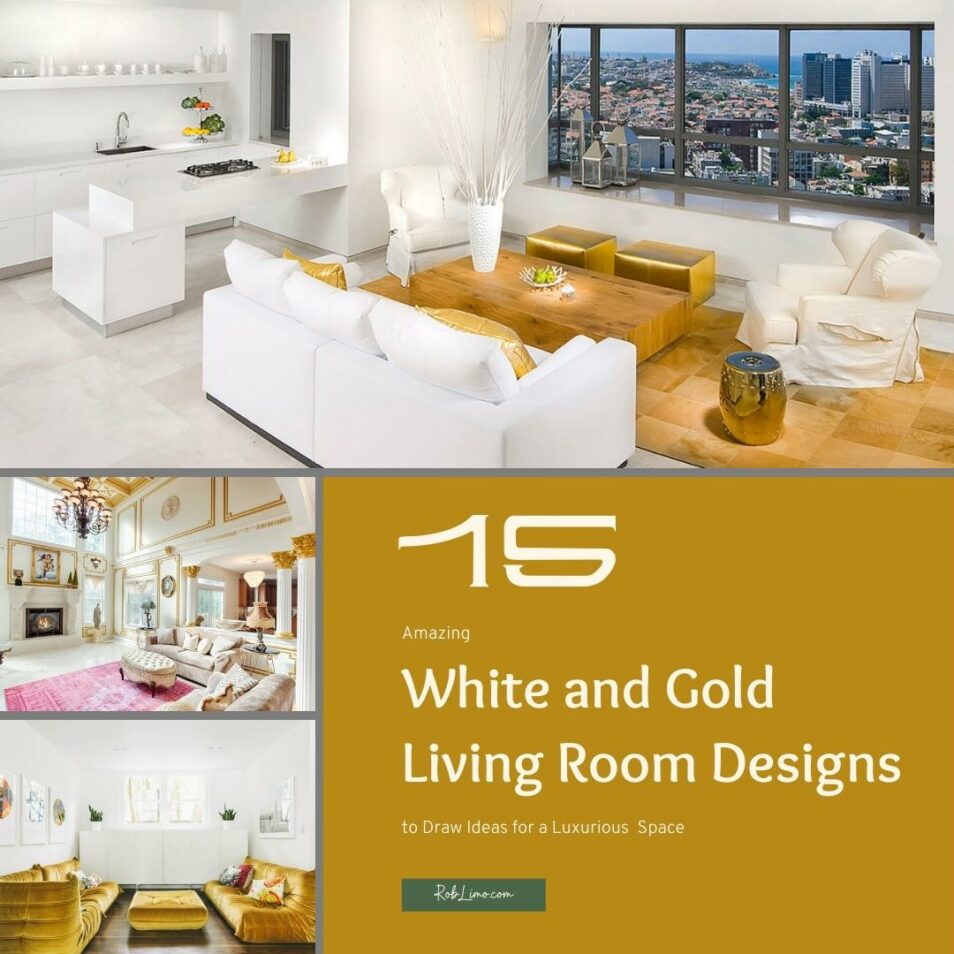 15 White And Gold Living Room Designs