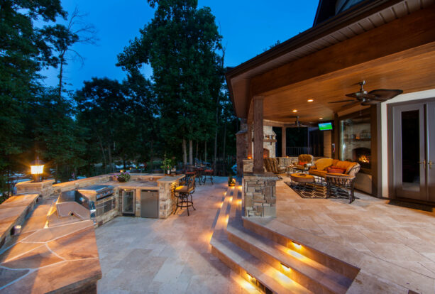 a travertine paver is the right addition to a traditional raised patio because it offers durability and aesthetic appeal