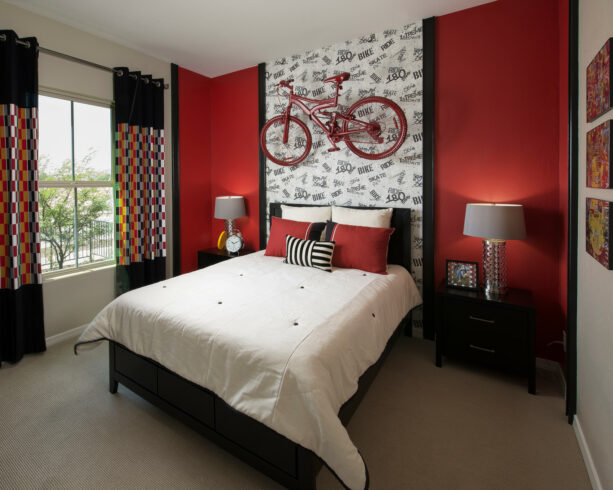fun is what a white accent wall with a bike decor brings to a bedroom with frazee #cl 1447 fever main walls