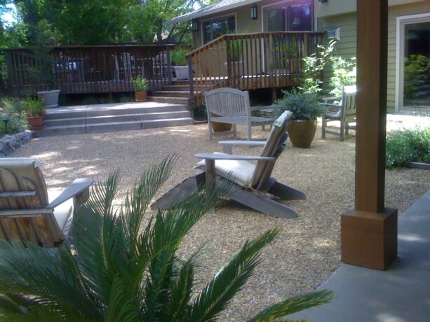 3/8" crushed rock makes a bright and homey pulverized stone patio