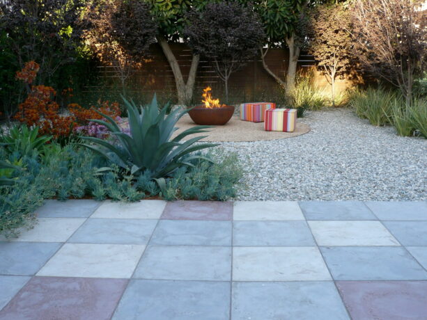 a crushed stone patio that combines 3/4" crushed rock and decomposed granite