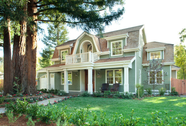 an eastern white cedar sage green siding beautifies a victorian exterior