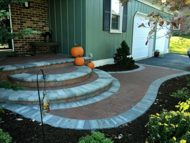 pewter curb edging for a solid brick paver