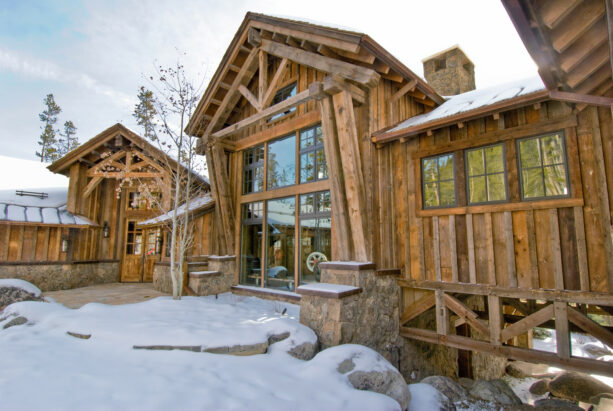 rustic weathered window trims on a barnwood board and bat siding