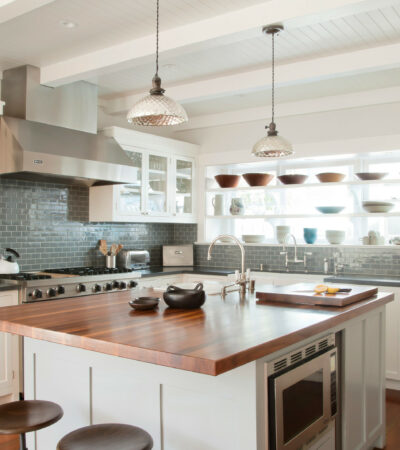 a beach-style kitchen deserves built-in window shelves