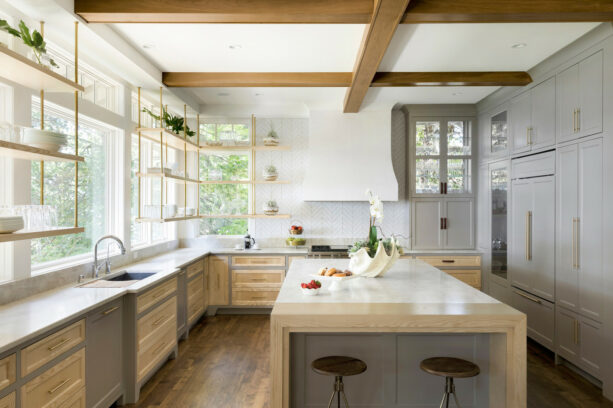 hanging kitchen window shelf units make a cooking space look sophisticated